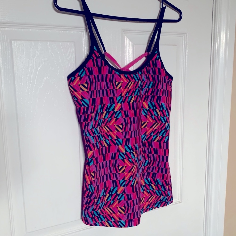 ASICS Racerback Athletic Tank Top Women’s Medium Pink Multicolor Workout Running